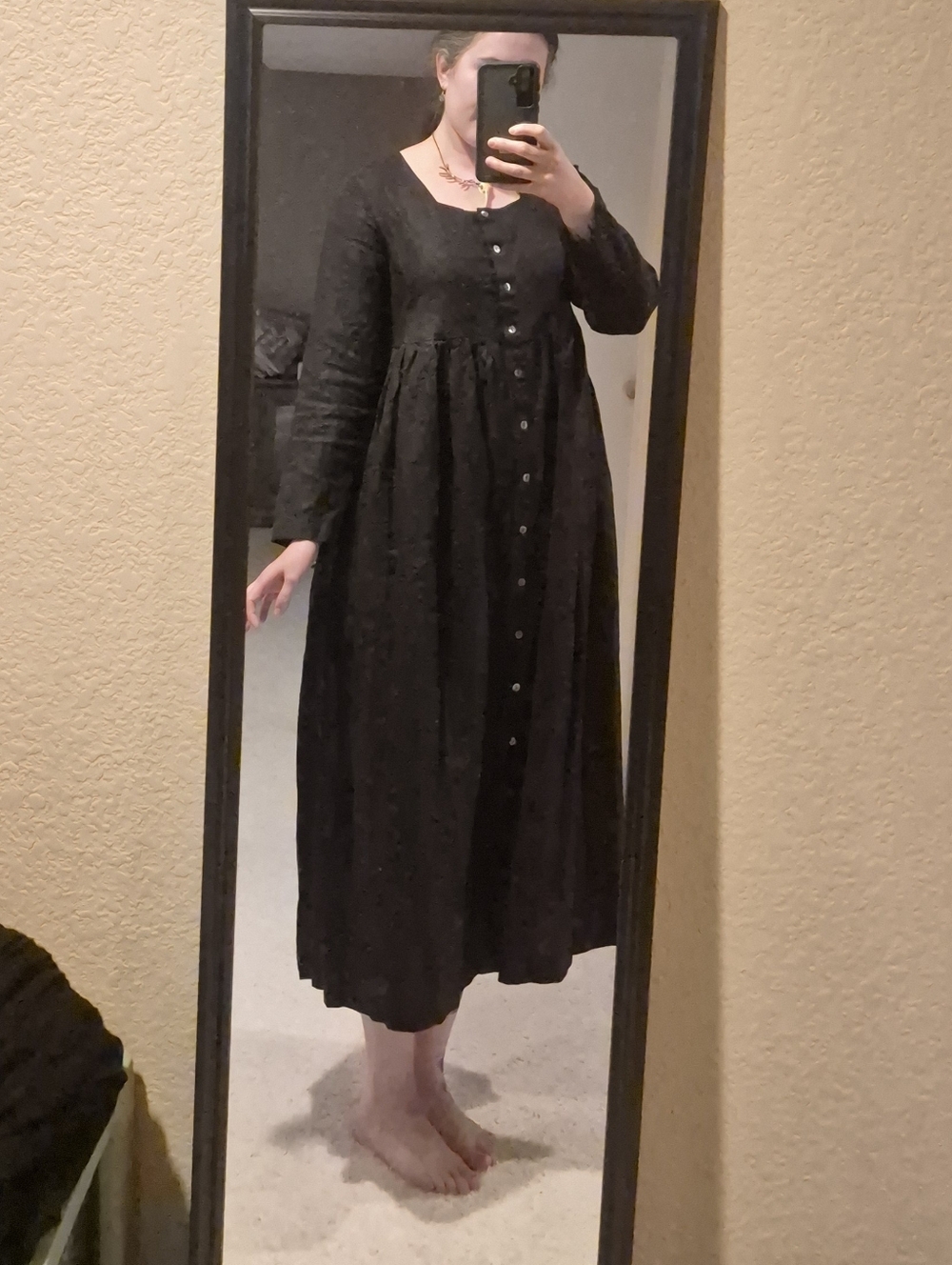 Not Perfect Linen "Mama Maxi" Dress In Black Linen, Size Large - Picture 9 of 10
